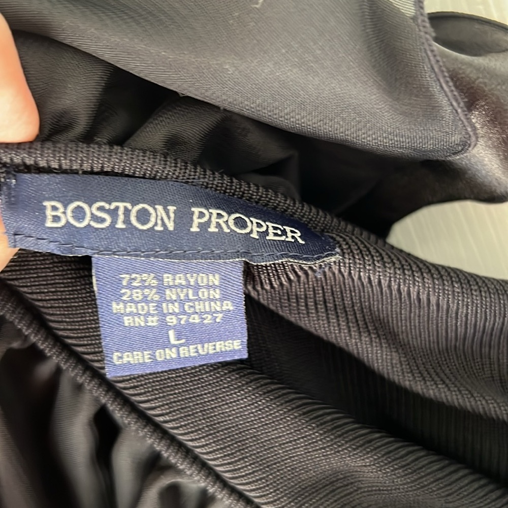 Boston Proper Black Ruffled One-Shoulder Top - Picture 3 of 3